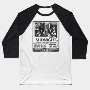 Midnight Drive-In 80s Horror Movies Flyer Baseball T-Shirt